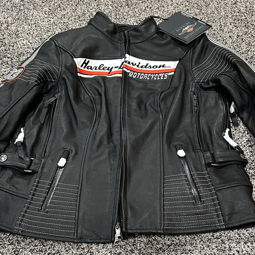 Harley-Davidson Black and White Leather Jacket